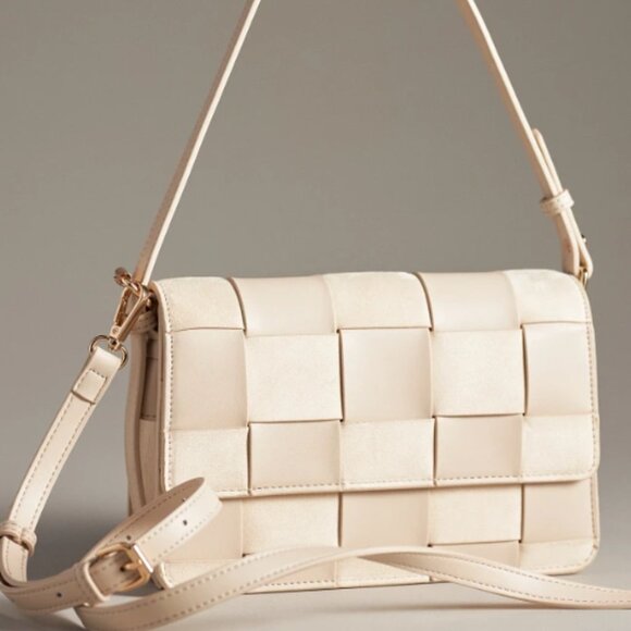 Anthropologie Handbags - Anthropologie faux -suede woven shoulder bag - NWOT